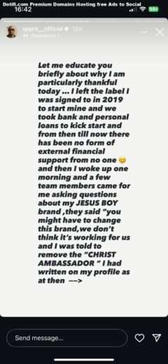 Id rather die than remove Jesus from my profile - Spyro recounts industry pressure to drop his faith